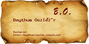 Beythum Oszlár névjegykártya
